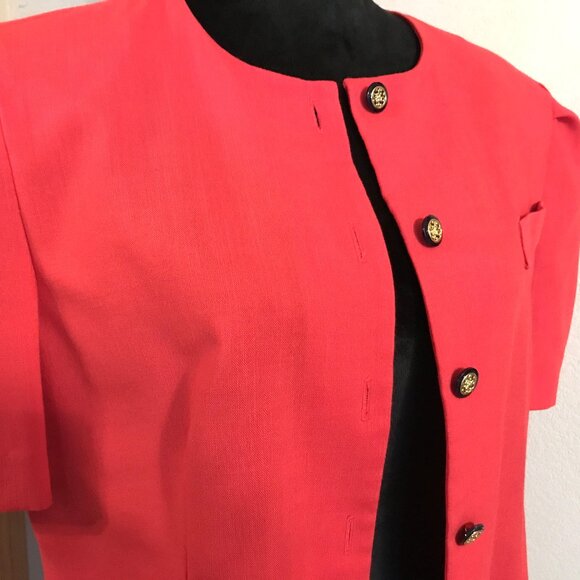 Worthington Pleated Short-Sleeved Jacket: Vintage 80s Red Blazer, Size 12P - Picture 9 of 10